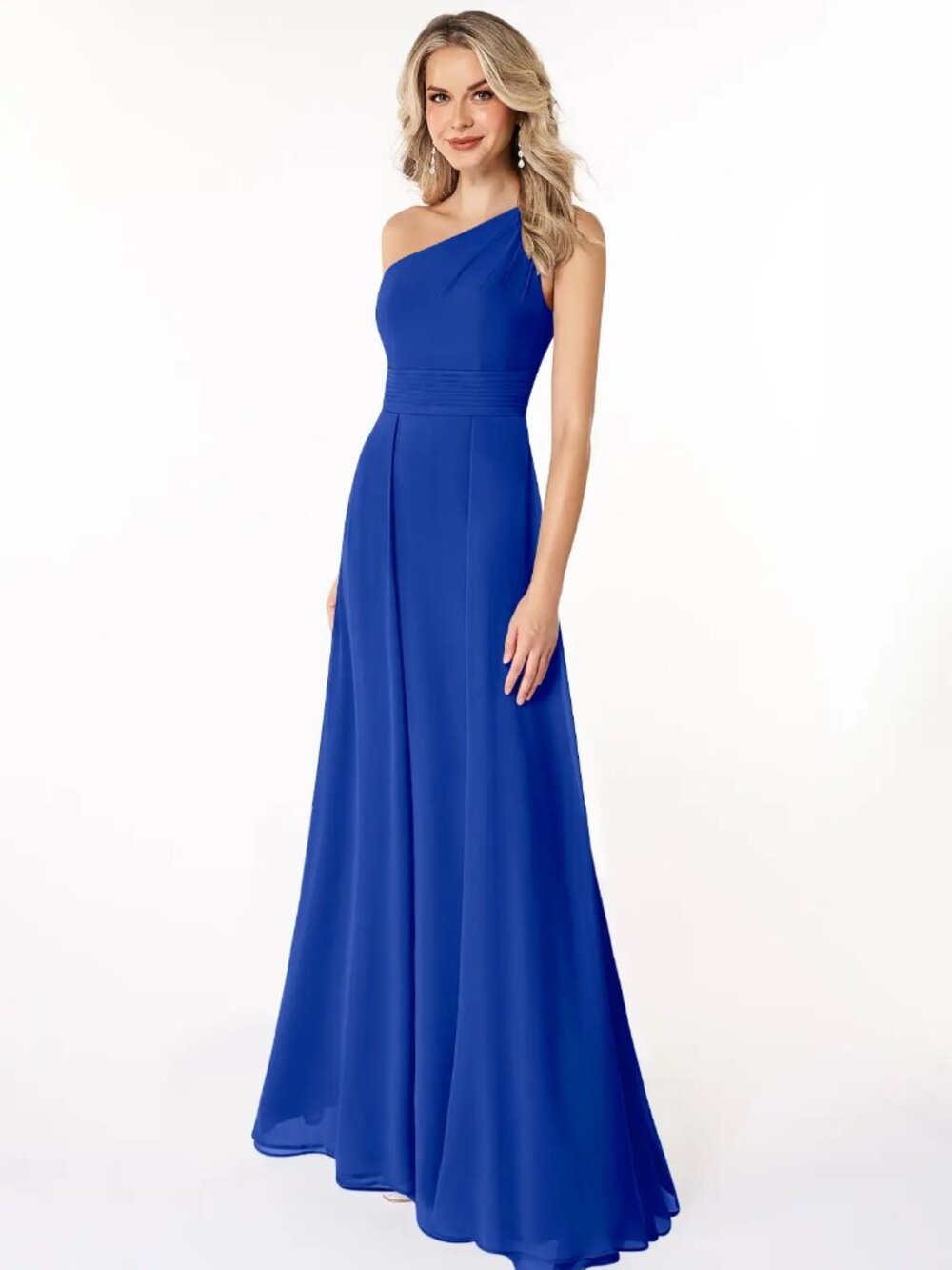 Azazie Dallas Royal Blue A-Line One Shoulder Chiffon Dress